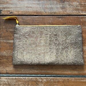 Aura Science Gold Textured Cosmetic Zipper Pouch - 9” x 5.25”